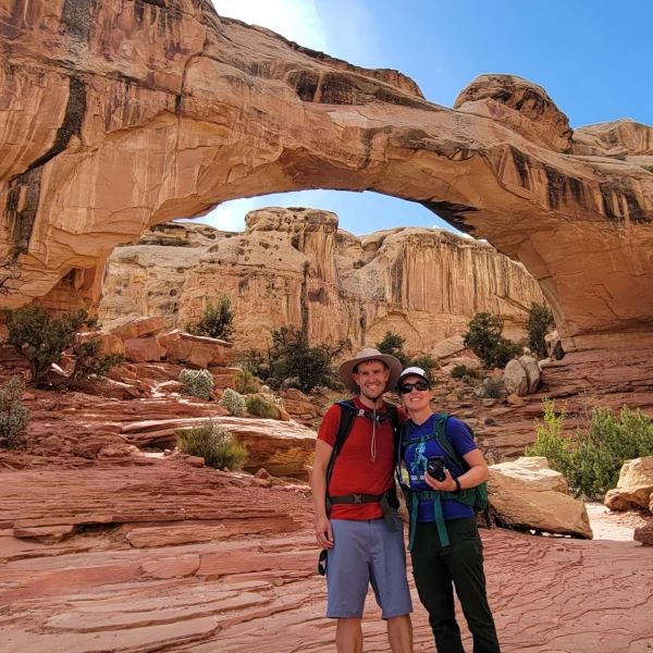 Jordan and Dale at Hickman Bridge in Capitol Reef National Park