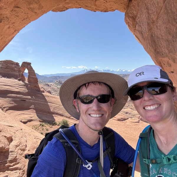Delicate Arch in the background at Arches National Park